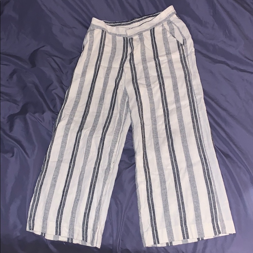 Ivory striped linen pants